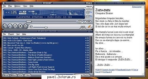 Diverse - joi, noiembrie 30, 2006 Versuri melodii in Winamp - Cleopatra