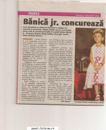 Imagini scanate 2 - St.Banica concureaza cu Cleopatra Stratan de - Articole din presa