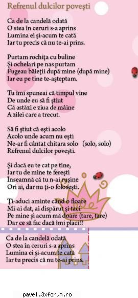 Versuri in EXCLUSIVITATE -Cleopatra Stratan- Refrenul dulcilor povesti - V@lentin - Versuri si acorduri